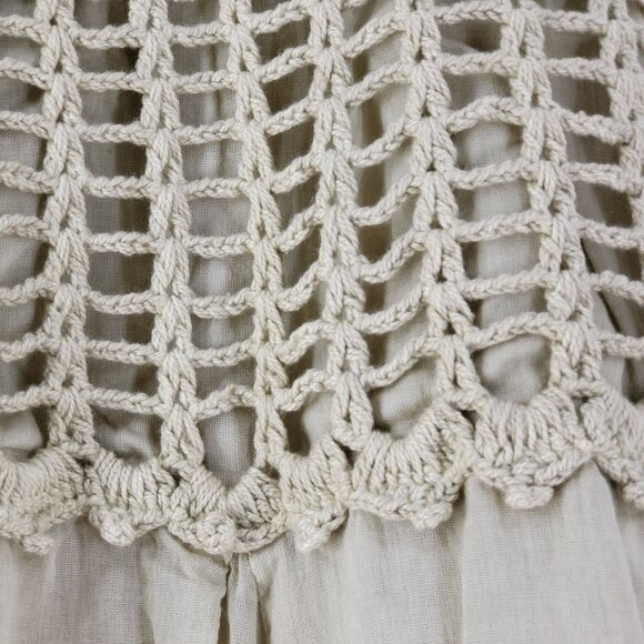 Chaudry KC Womens Bohemian Maxi Skirt Beige Cotton Blend Crochet Waist Size S - Picture 7 of 15